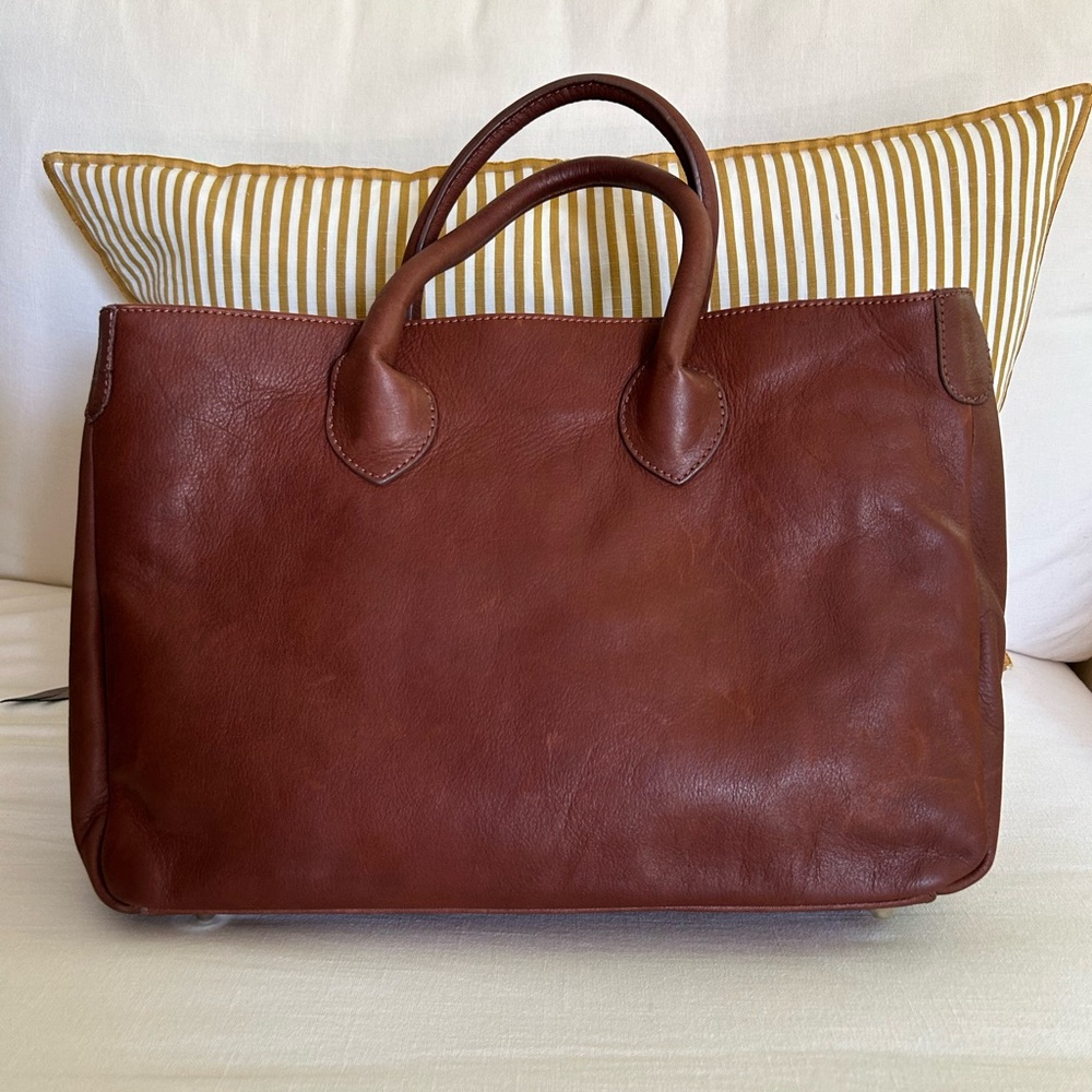 Mark & Graham Brown Leather Tote Classic Design - Picture 2 of 10